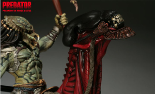 Illustration for article titled Predator Rides Skinless Alien Horse To Battle